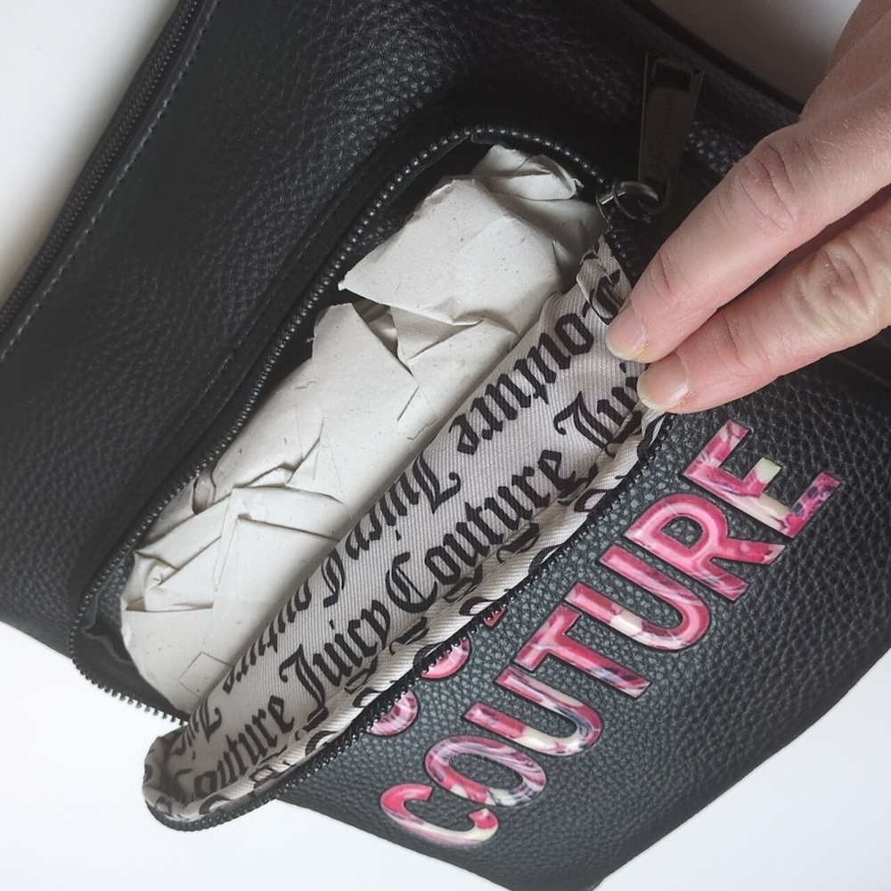 Juicy Couture All Nighter Black Vegan Leather Adjustable Strap Crossbody Bag NWT - Picture 10 of 17